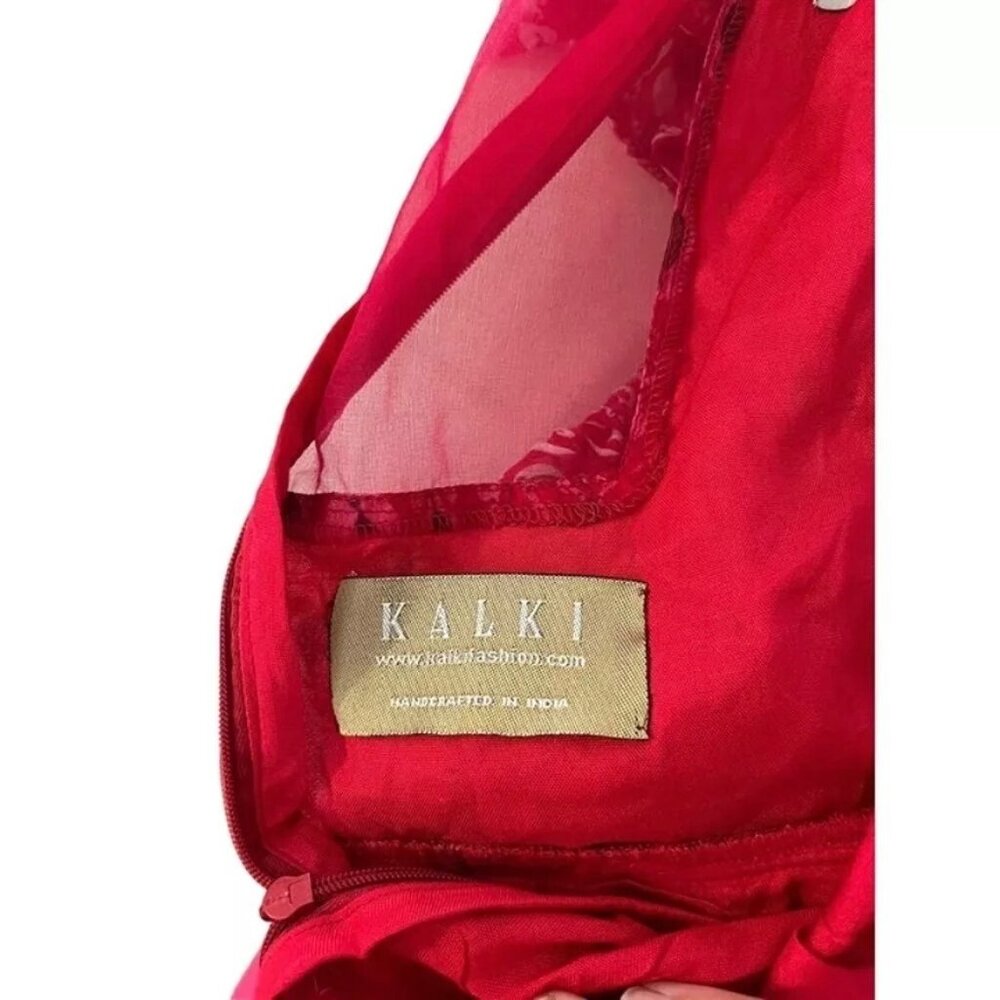 Final Sale! Kalki women's jumpsuit red white beaded flowy long sleeve back zip s - Picture 3 of 9